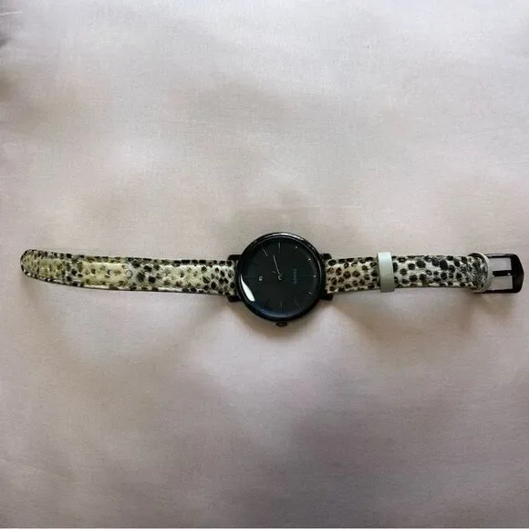 FOSSIL Women's Jacqueline Animal Print Leather Strap Watch 36mm